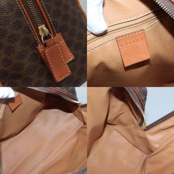CELINE Macadam Canvas Hand Bag Pvc Leather Brown Gold - Picture 11 of 12